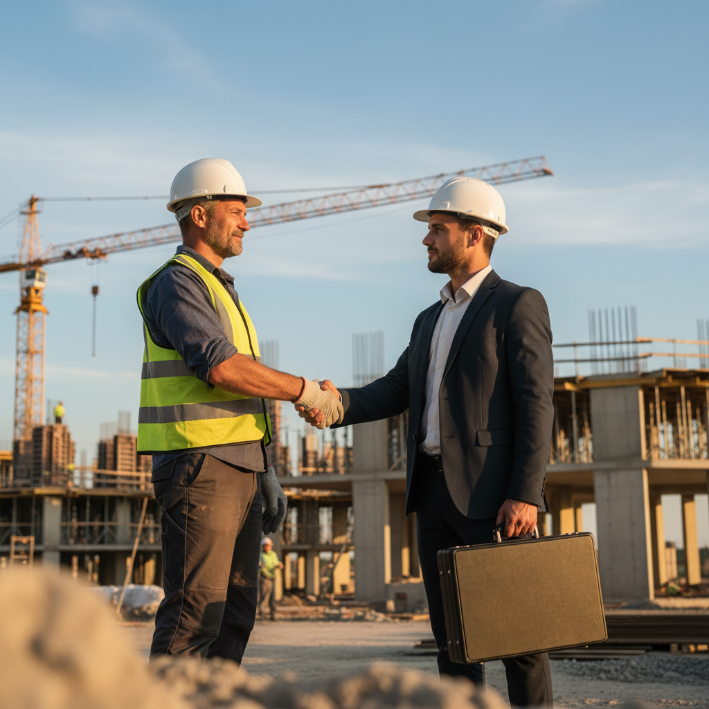 Poignée de main : partenariat et confiance dans le BTP.