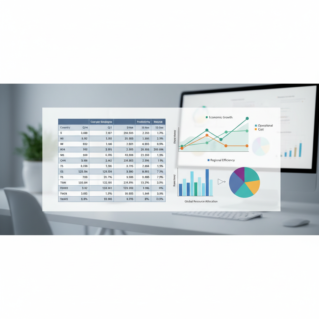 Tableaux et graphiques montrant l'efficacité économique de la gestion de main-d'œuvre.